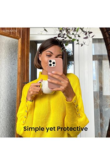 Merwish İphone 16 Plus Uyumlu Logolu Içi Kadife Yumuşak Silikon Kamera Korumalı Kılıf Kapak Kahverengi
