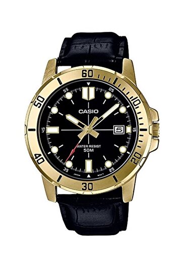 Casio Men's Wristwatch with Case Gold Cord Black Color 2 Years Warranty