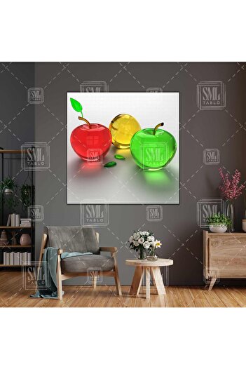 SML TABLO Sticlă Verde Galben Roșu Măr Modern Decorativ Pătrat Canvas Art