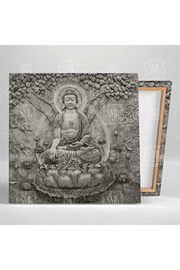 SML TABLO Statuia lui Buddha Meditație Yoga Arborele Vieții Pictură pătrată pe pânză