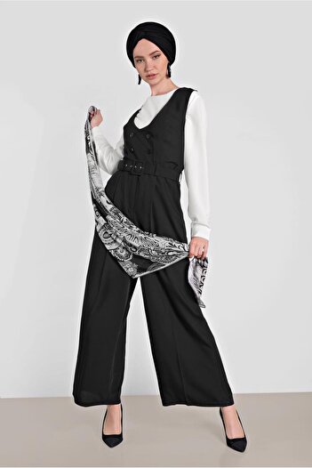 Alvina Kruvaze Buttoned Pocket Jumpsuit 4479