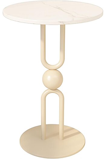 Generic Metal and marble side table 35 x 55 cm - white