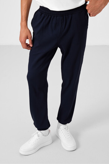 TOMMY LIFE Navy Blue Standard Fit Woven Lightweight Stretchy Chino Men's Trousers - 82176