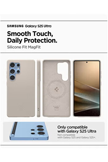 Spigen Spigen Silicone Fit MagFit for Samsung Galaxy S25 ULTRA case cover - Natural Titanium
