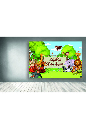 Sincap Design Safari Animals Concept Theme 70X100 cm Birthday Banner