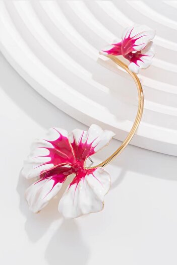 New Obsessions Cherry Blossom Enamel Three-Dimensional Flower Ear Accessory Ear Cuff Cartilage Earrings