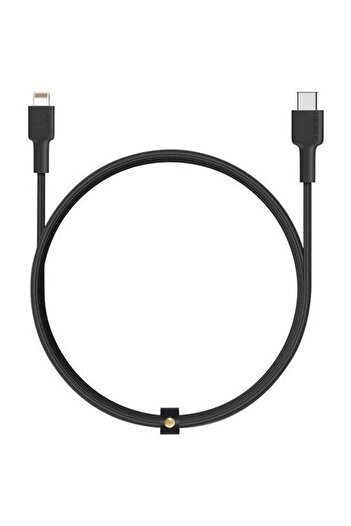 AUKEY كابل USB-C إلى Lightning مضفر من النايلون بطول 0.9 متر، أسود