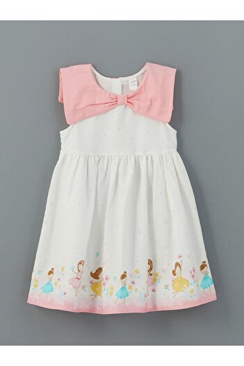 LC Waikiki Crew Neck Ribbon Detailed Girl's Dress (S5)