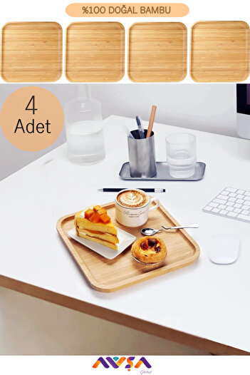AVŞA Global Bamboo Square Serving Plate (20 X 20 cm)