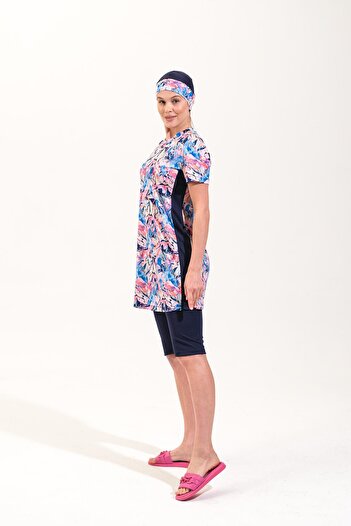 Plistre 2260_Women's 4-Piece Set Semi-Closed Bonnet Bustier Sea/Pool Hijab Swimsuit