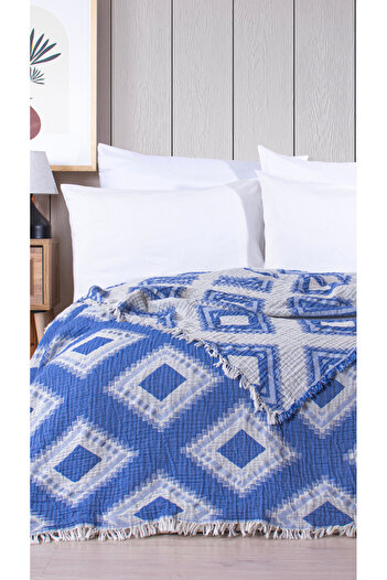 serenıa Lorena Saks Blue Muslin Bedspread240X260 cm