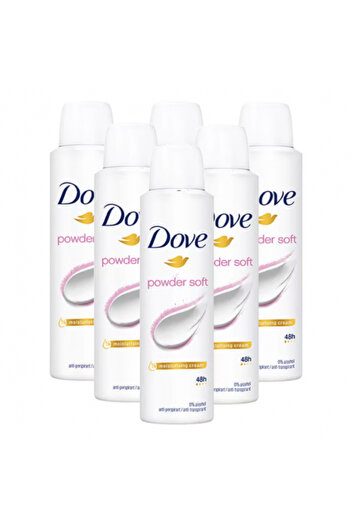 Dove Powder Soft, deodorant spray women, 48h protection, 6x150 ml