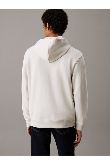 Calvin Klein Erkek Beyaz Fermuarlı Hoodie