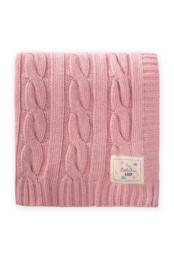 Cigit Pink Knitwear Hair Knitted Blanket - 80X100 cm (+/-5 cm)