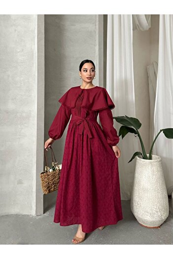 ZF BUTİK Cape Collar Lace Detail Dress