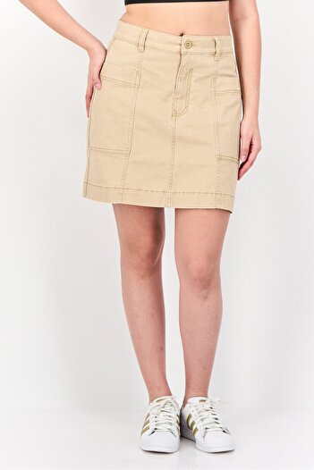 Esprit Women Solid Mini Skirt, Tan
