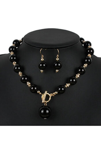 SIC MODA Pearl Necklace and Earrings Set SIC MODA 5675F
