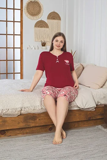 Asel Plus Size Lycra Combed Cotton Capri Pajama Set