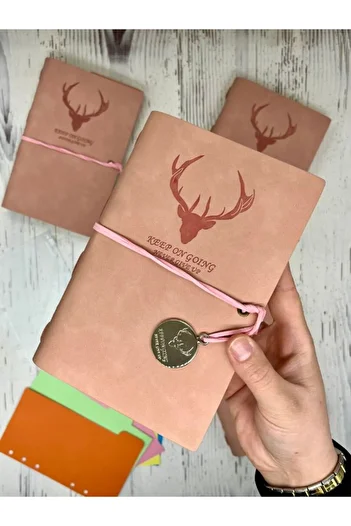 Kağıt Gemi Dükkan Keep on Going Binder Leather Cover Storage File Pink Color Special Design Agenda/Notebook/Folder