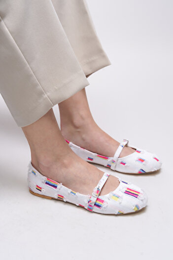 Riccon Ghessinu Women's Ballerinas 0012230   White Jeans