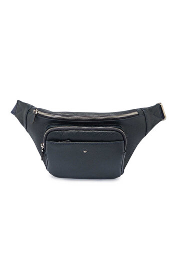 Tergan Navy Blue Genuine Leather Unisex Waist Bag - S1Bl00021302-X86