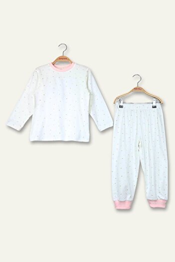 Zeyland Unisex Çocuk Desenli Pijama Takımı - Ekru