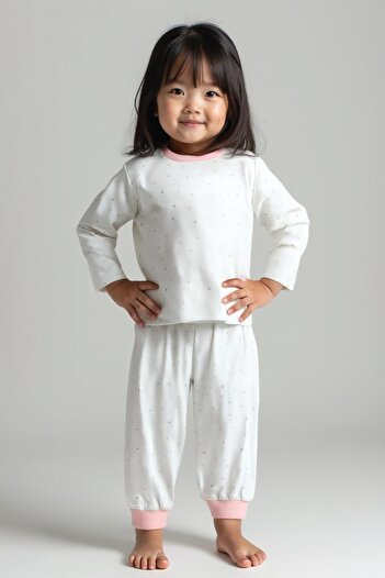 Zeyland Unisex Çocuk Desenli Pijama Takımı - Ekru