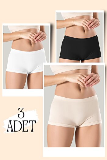 Jacarsman Women's 3-Pack Seamless Black and White Skin Boxer Briefs 3 Pieces Panties