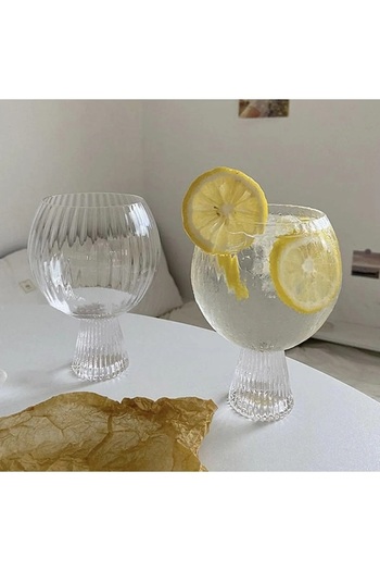 Lilya Home Heat Resistant Borosilicate Glass Footed Origami Style Cup And Bowl | Coffee Presentation Cup 1 Piece