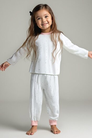 Zeyland Unisex Çocuk Desenli Pijama Takımı - Ekru