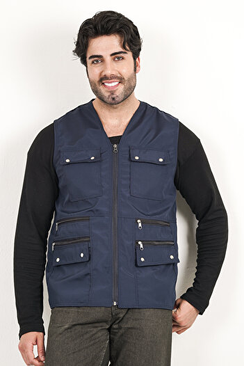 Reform Vest"Summer Multi-Pocket Bondik Fabric Double Zipper Pocket