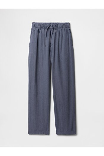 GAP Kadın Mavi Mid Rise Keten Karışımlı Pull-On Pantolon