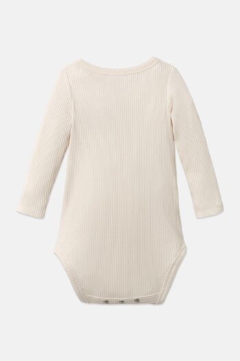 Tchibo Toddlers Boy Plain Long Sleeves Bodysuits, Off White