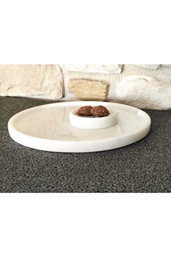 Polen Stone White Marble 2-Piece Serving Plate