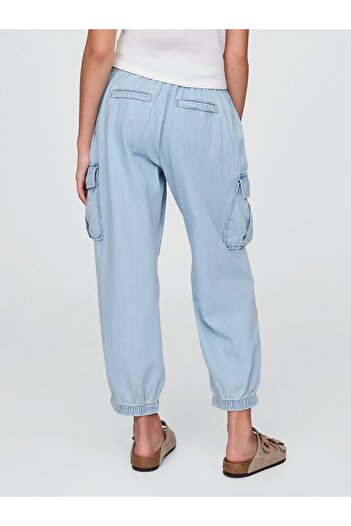 GAP Kız Çocuk Açık Mavi Pull-On Kargo Paraşüt Pantolon