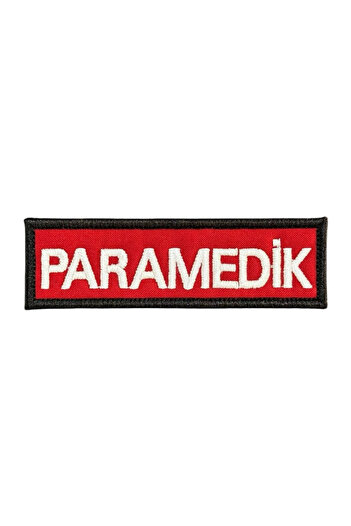 Ex Patch Petic de broderie scris paramedic fundal roșu 10 X 3 Cm