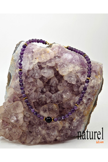 Naturel Tılsım Amethyst Natural Stone Choker Necklace