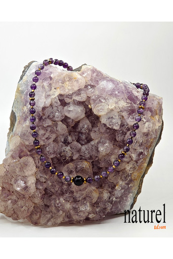 Naturel Tılsım Amethyst Natural Stone Choker Necklace