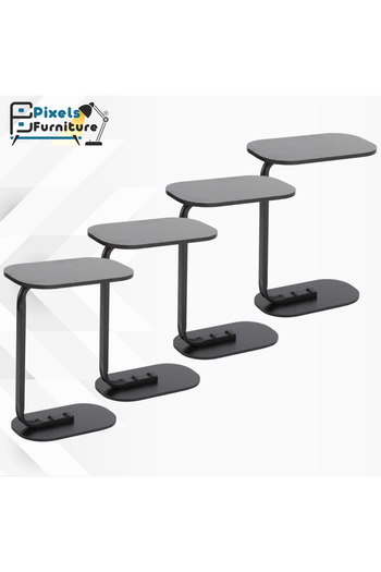 PixelsFurniture Set of 4 Pixel Furniture C-Shaped Side Table for Sofa and Bed, Table with Solid Metal Bases