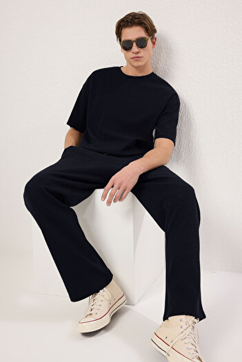 Trendyol Collection Indigo Oversize/Wide Cut Textured Tracksuit Set Tmnss25Em00010