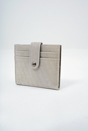 Trend Alaçatı Stili Women's Gold Paper Money Compartment Stylish Glitter Wallet Card Holder with Snap Closure Alc-X14084