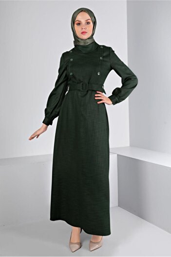 Alvina BUTTON DETAILED BELT DRESS 43439
