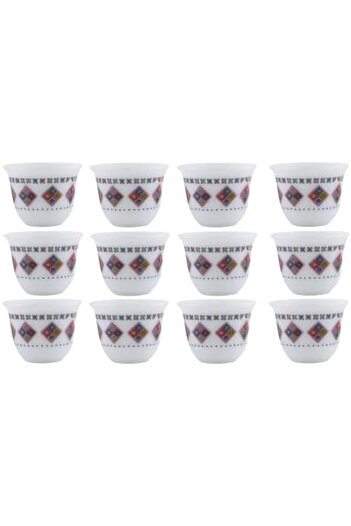 ALSAIF Java Cups Set 2 With Markaz Design, 12 Pieces, Al Saif, Xl Size, Porcelain, Multicolor