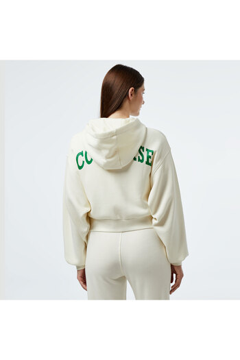 Converse Retro Fermuarlı Baskılı Kadın Krem Hoodie