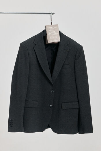 Frappoli Frenco Men's Slim Fit Blazer - Fabric Diagonal Pattern Anthracite Large Size