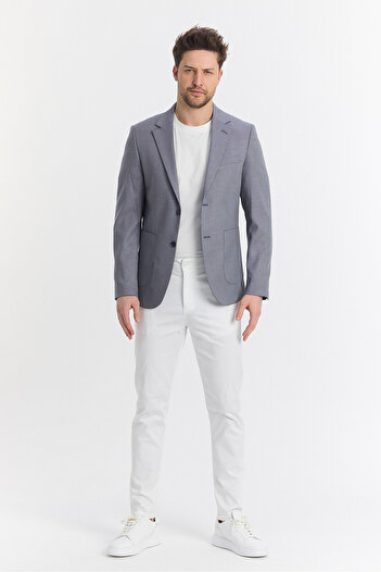 Frappoli Zenova Men's Navy Half Lined Bag Pocket Spring-Summer Sports Blazer Jacket