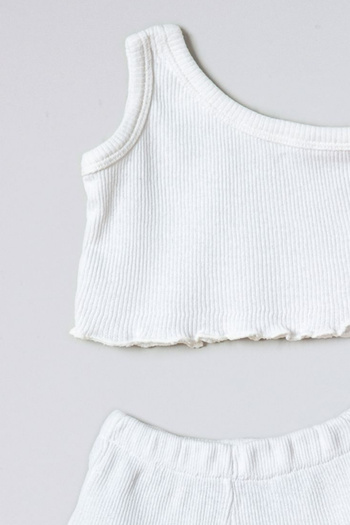 ADABEBEK Ribbed Single Sleeve Baby Crop Shorts 2-Piece Baby Set