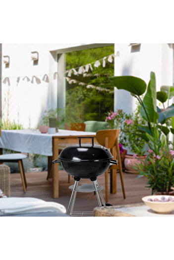Homelux Round grill with wheels, 56 cm, lid included, black, metal