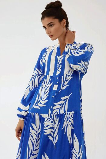 Hiccup Printed Long Sleeve Viscose Maxi Dress
