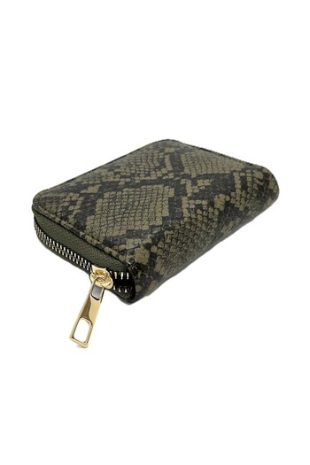 Womancraft Crocodile Leather Zippered Accordion Card Holder